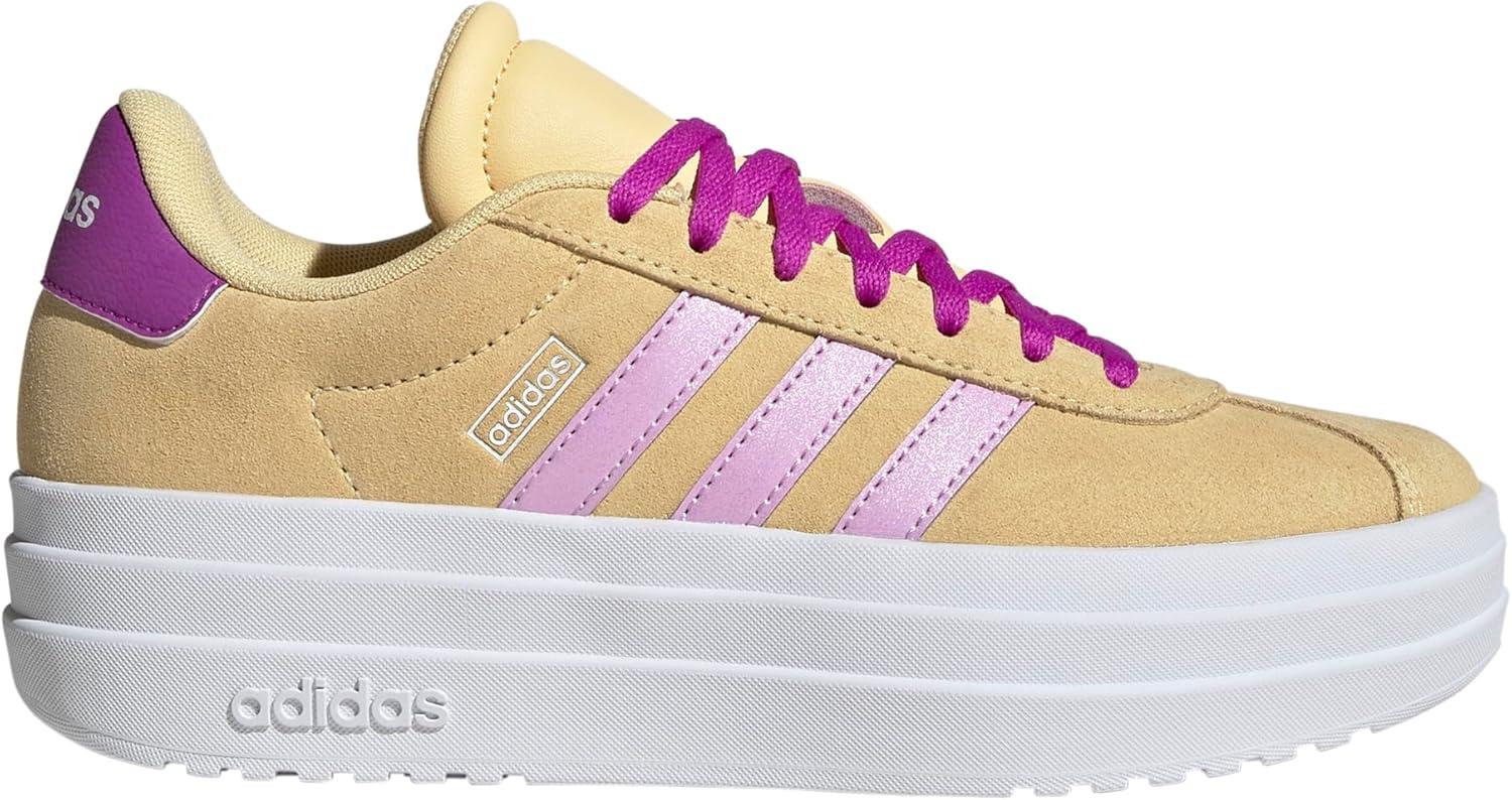 imageadidas UnisexChild Vl Court 30 LaceupLegacy SneakerOrange TintBliss LilacFlash Pink