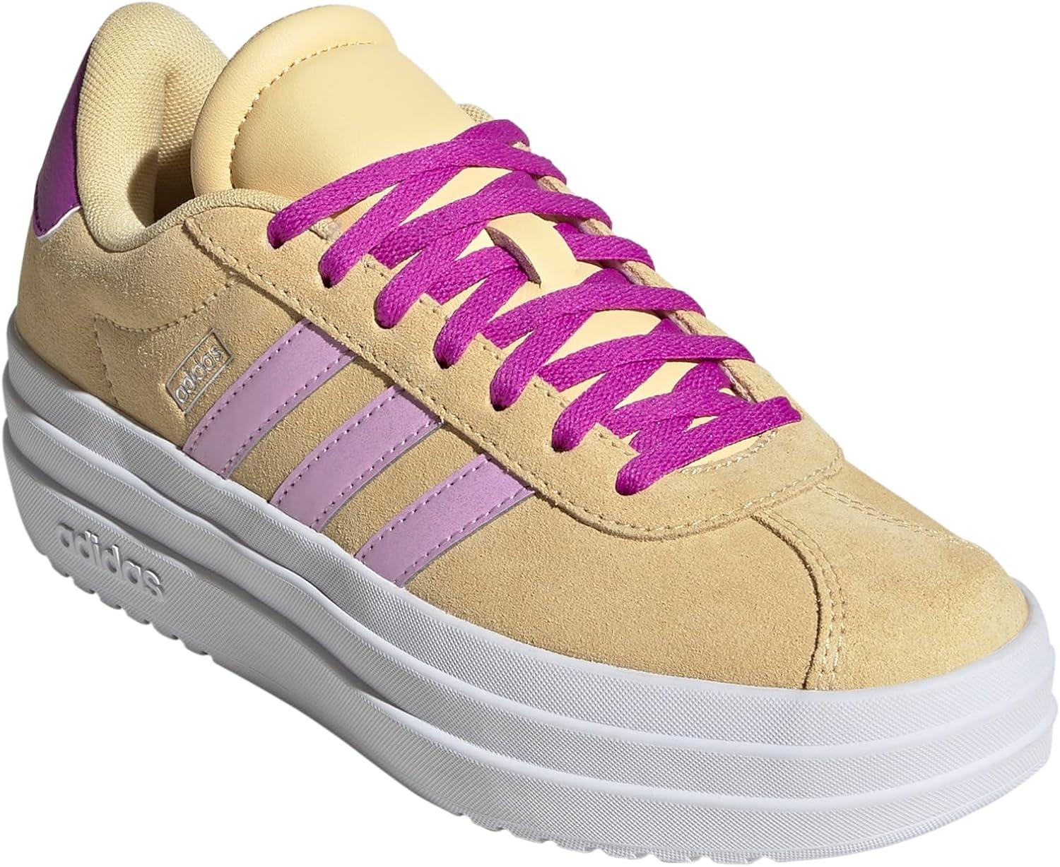 imageadidas UnisexChild Vl Court 30 LaceupLegacy SneakerOrange TintBliss LilacFlash Pink