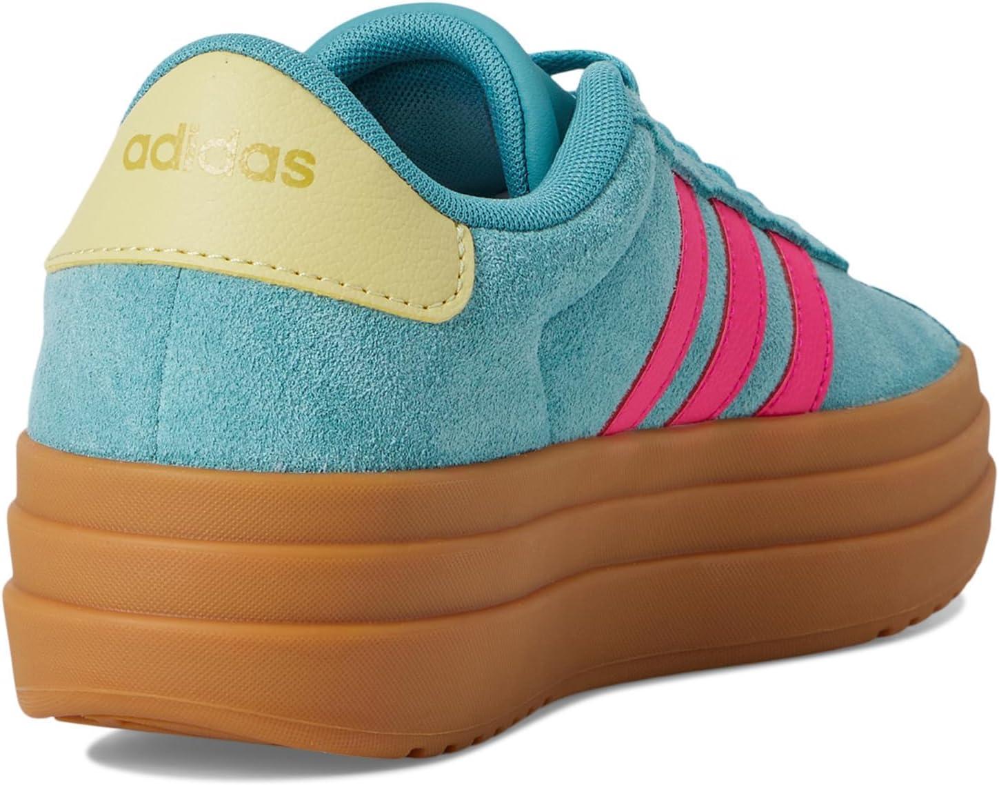 imageadidas UnisexChild Vl Court 30 LaceupLegacy SneakerPowder TealShock PinkPowder Yellow