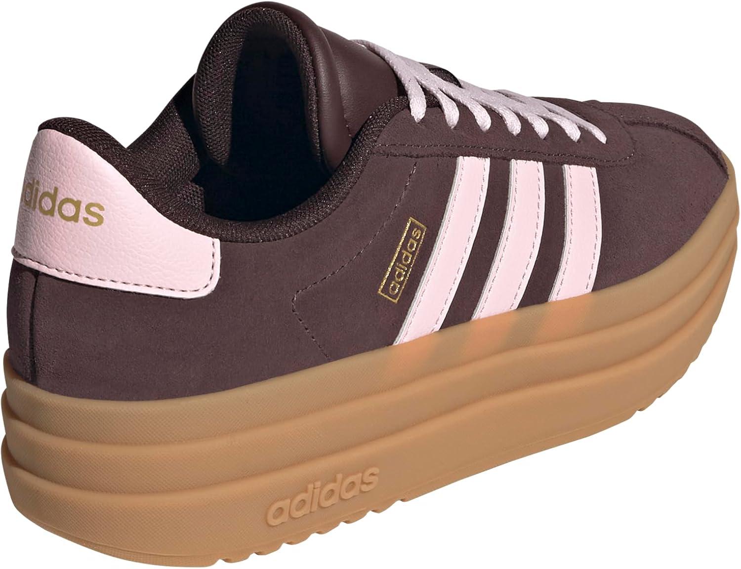 imageadidas UnisexChild Vl Court 30 LaceupLegacy SneakerShadow BrownClear PinkGold Metallic