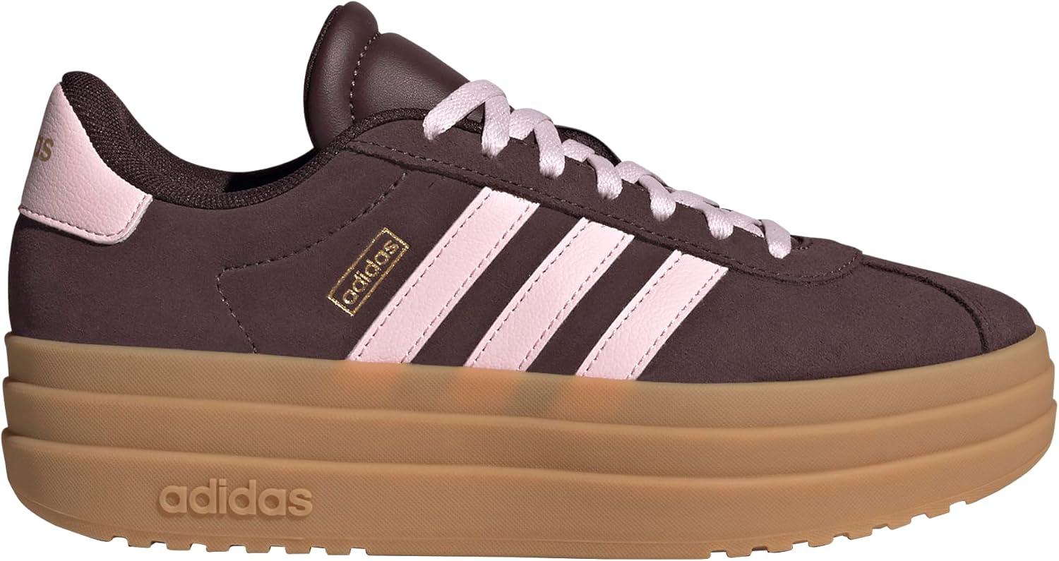 imageadidas UnisexChild Vl Court 30 LaceupLegacy SneakerShadow BrownClear PinkGold Metallic