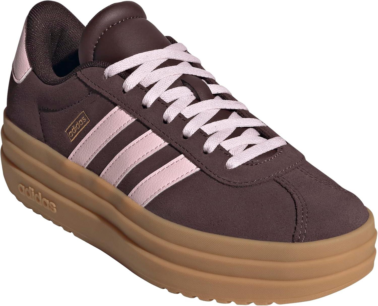imageadidas UnisexChild Vl Court 30 LaceupLegacy SneakerShadow BrownClear PinkGold Metallic