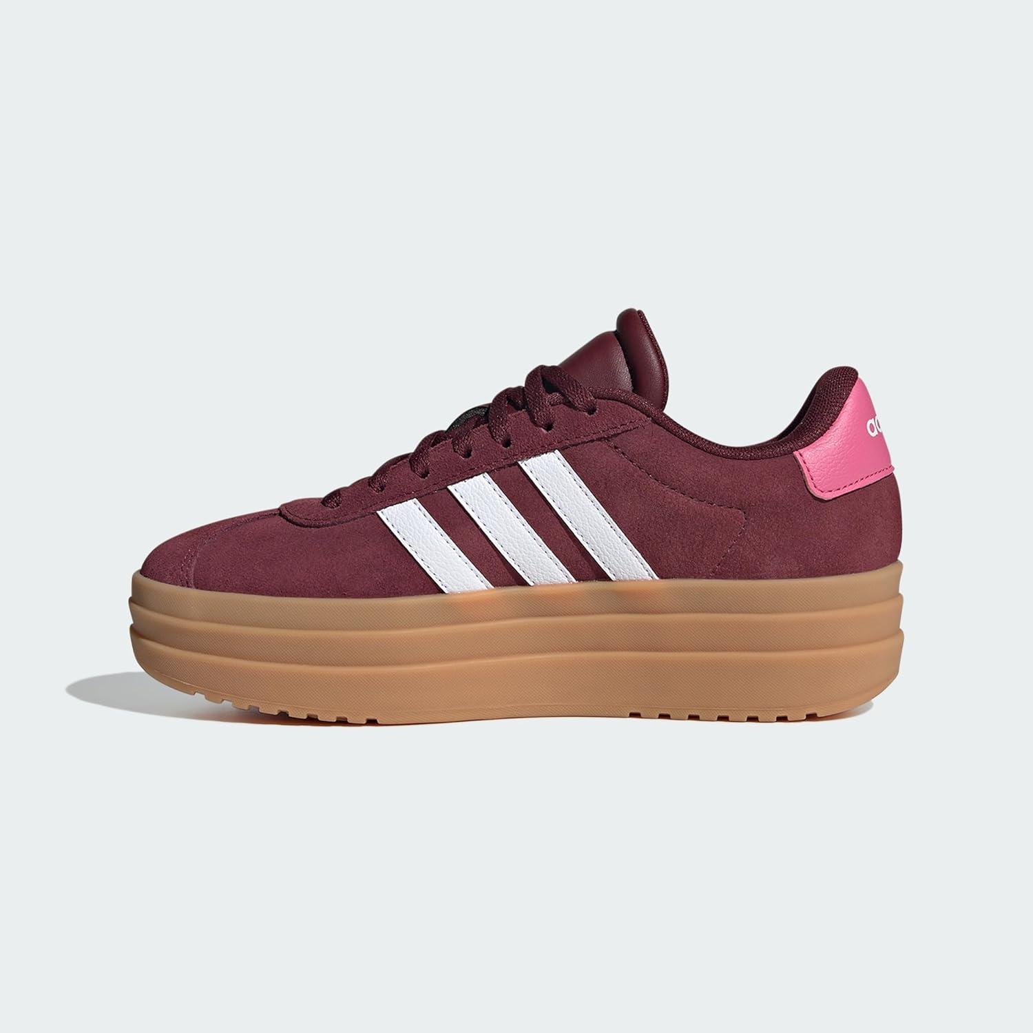 imageadidas UnisexChild Vl Court 30 LaceupLegacy SneakerShadow RedWhitePink Fusion