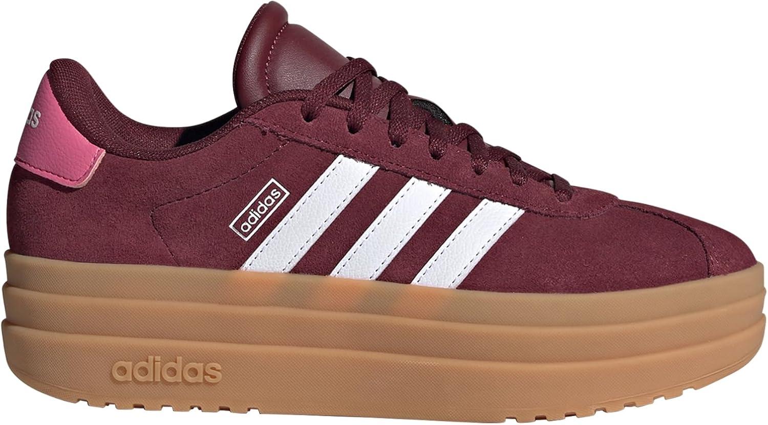 imageadidas UnisexChild Vl Court 30 LaceupLegacy SneakerShadow RedWhitePink Fusion