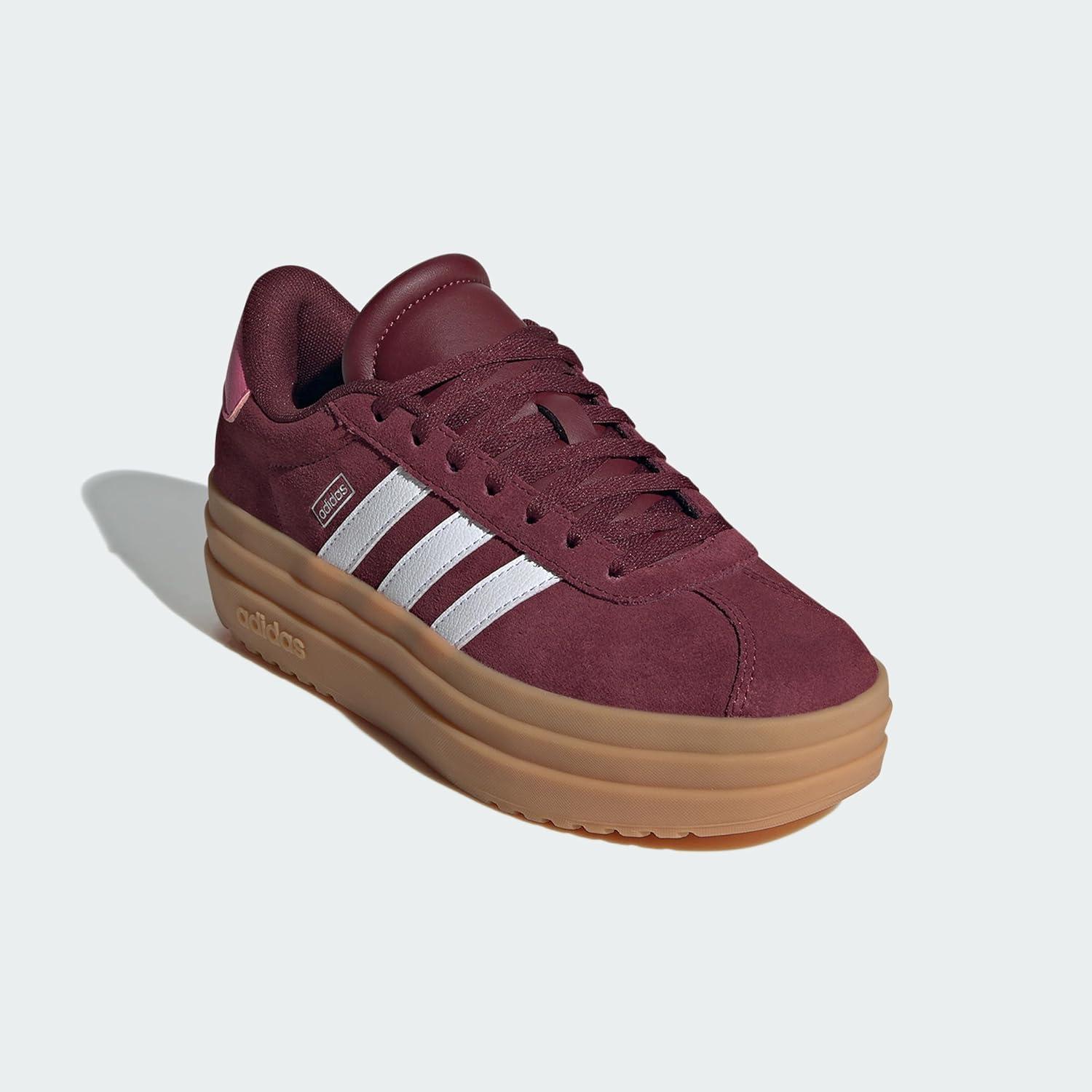 imageadidas UnisexChild Vl Court 30 LaceupLegacy SneakerShadow RedWhitePink Fusion