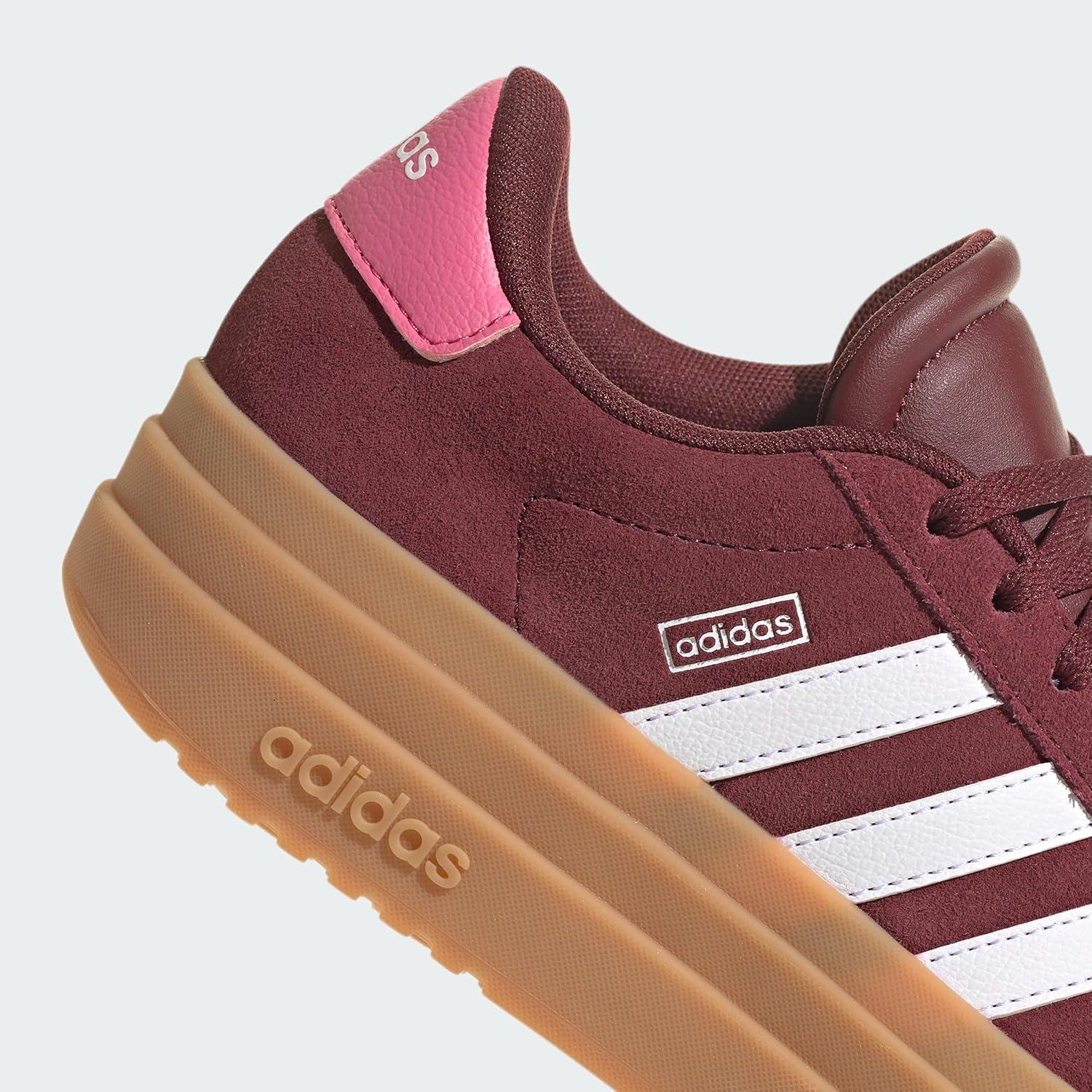 imageadidas UnisexChild Vl Court 30 LaceupLegacy SneakerShadow RedWhitePink Fusion