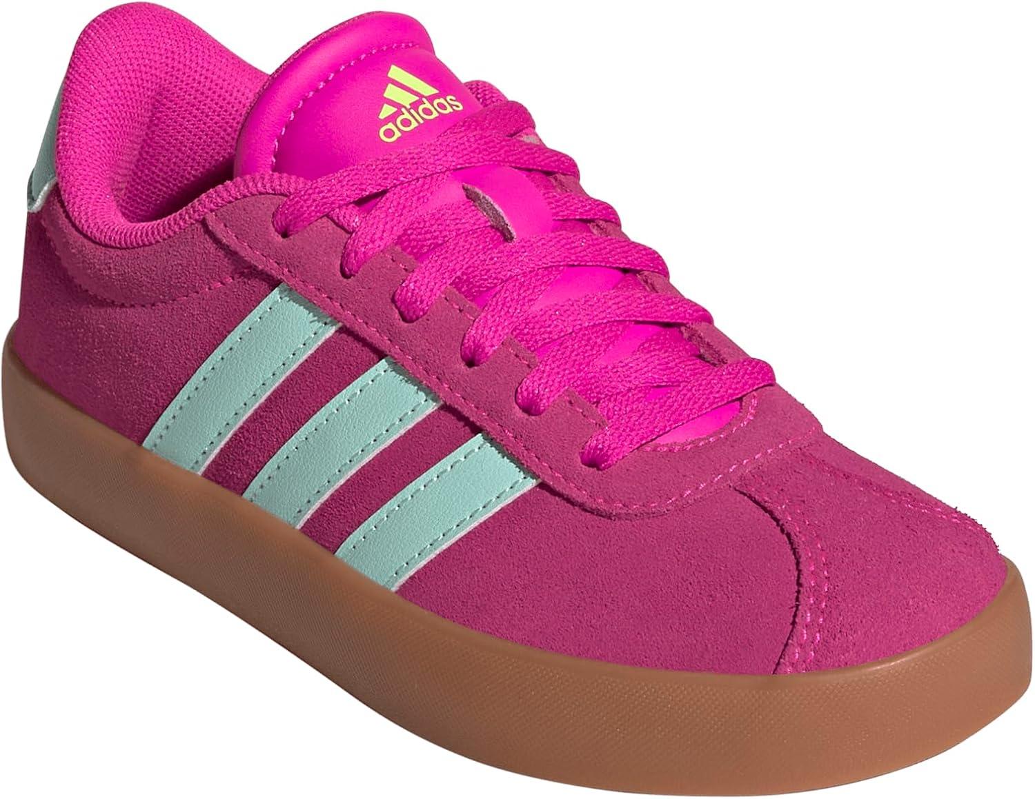 imageadidas UnisexChild Vl Court 30 LaceupLegacy SneakerShock PinkSemi Flash AquaLucid Lemon