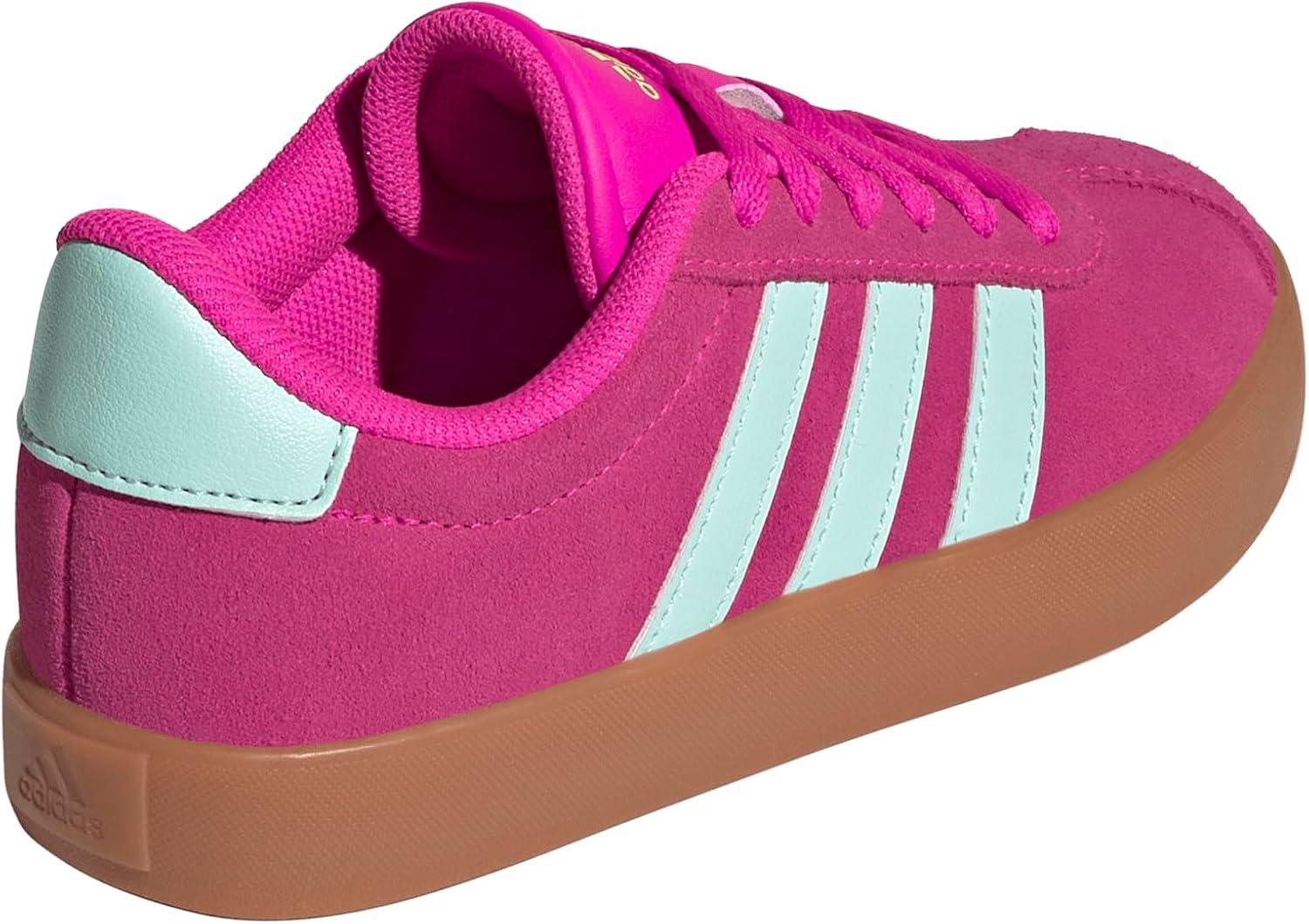 imageadidas UnisexChild Vl Court 30 LaceupLegacy SneakerShock PinkSemi Flash AquaLucid Lemon