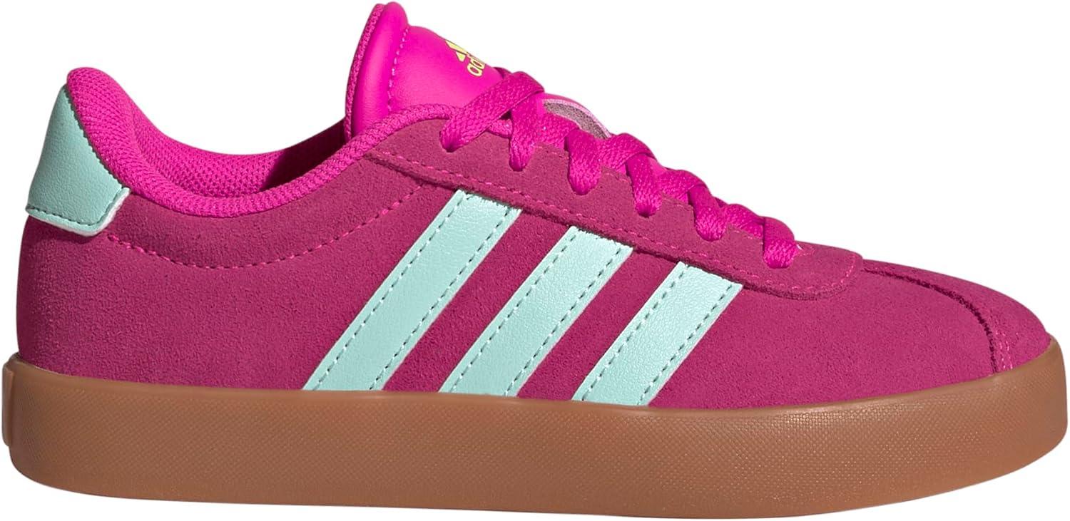 imageadidas UnisexChild Vl Court 30 LaceupLegacy SneakerShock PinkSemi Flash AquaLucid Lemon