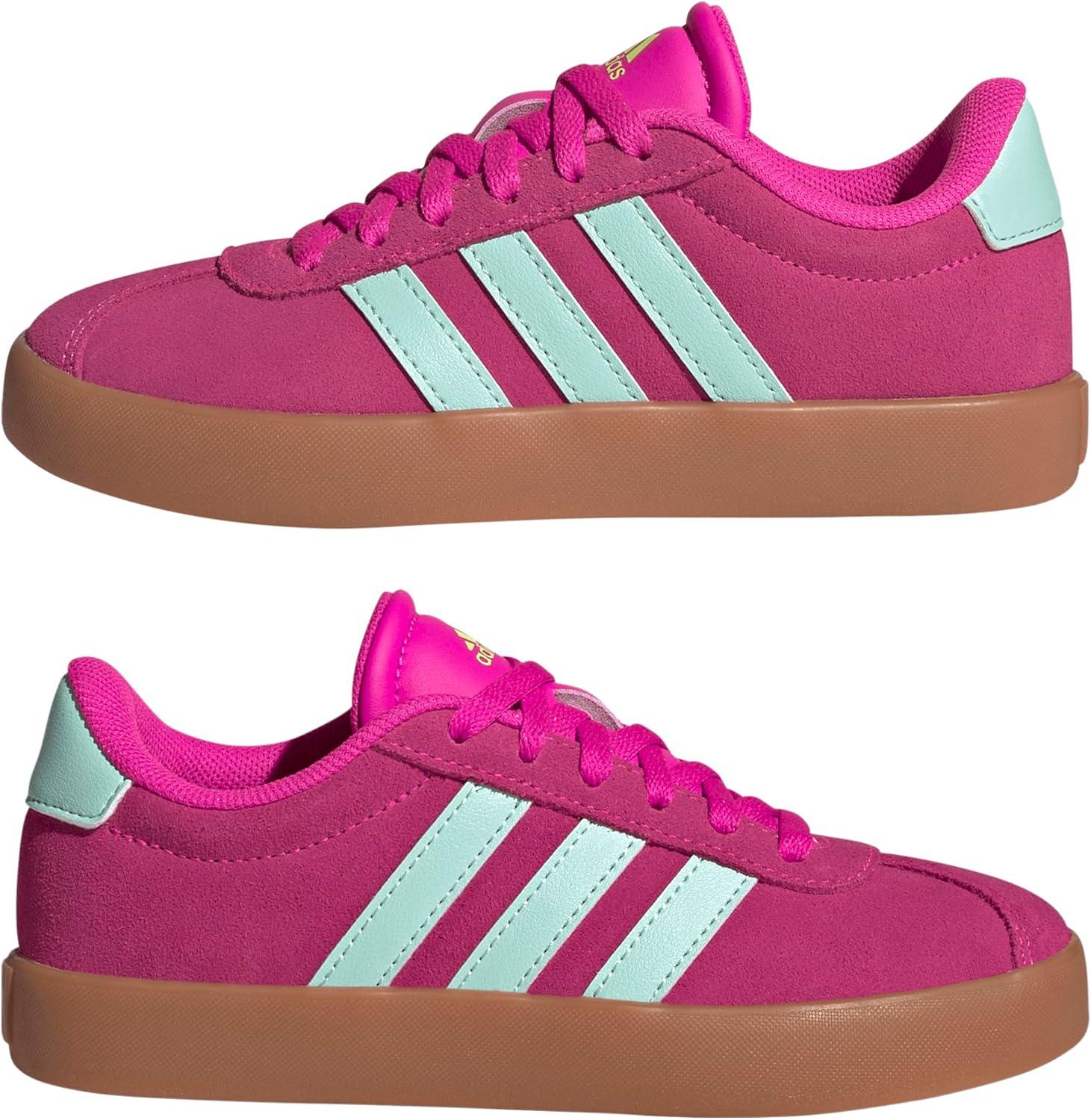 imageadidas UnisexChild Vl Court 30 LaceupLegacy SneakerShock PinkSemi Flash AquaLucid Lemon