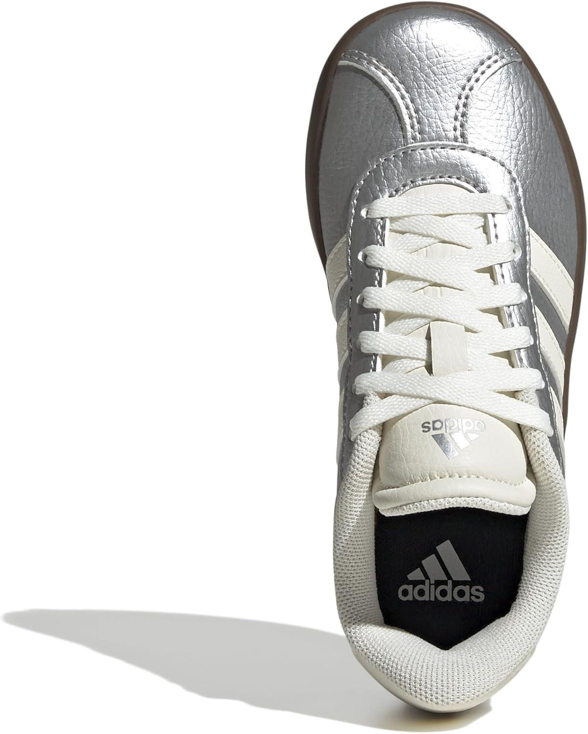 imageadidas UnisexChild Vl Court 30 LaceupLegacy SneakerSilver MetallicOff WhiteGum