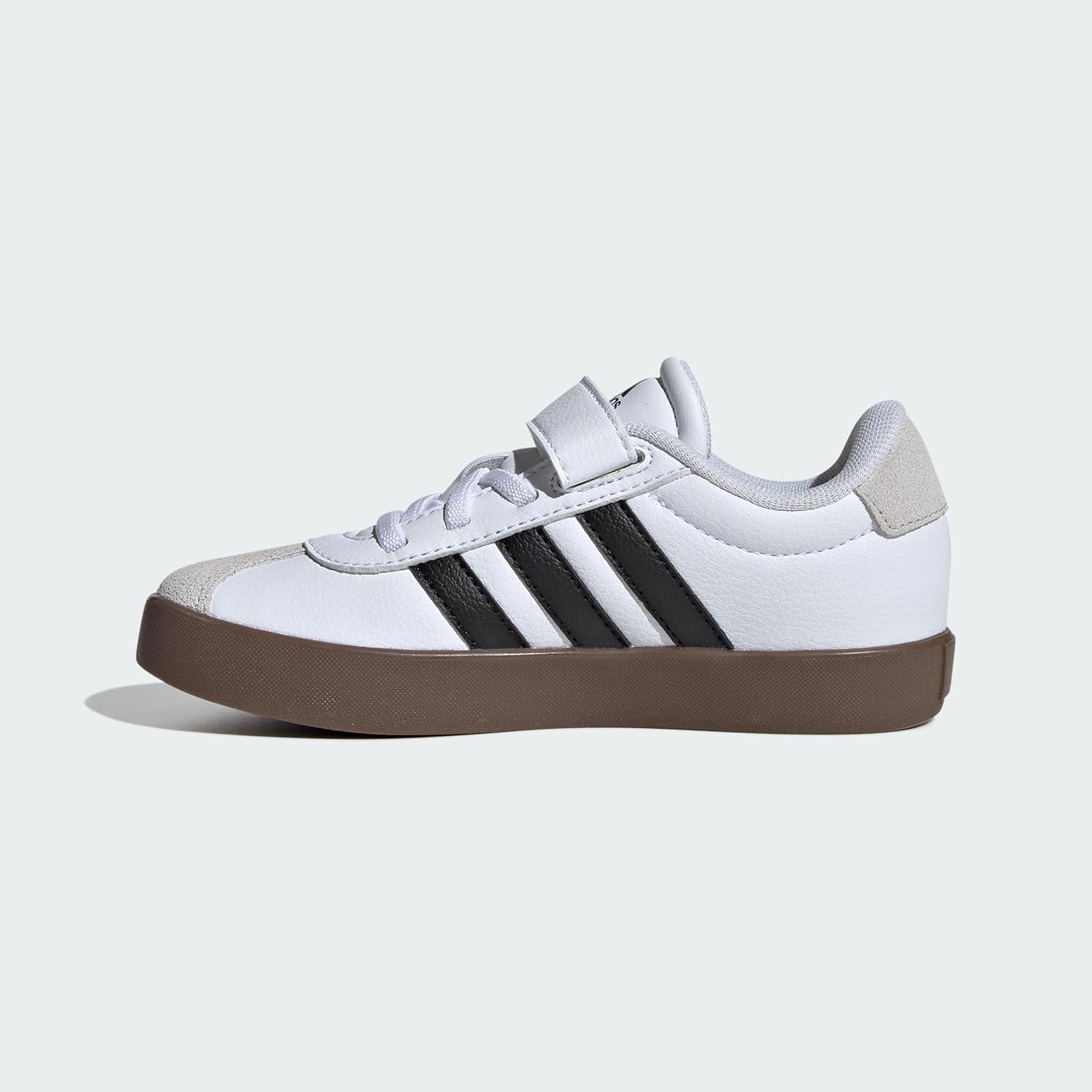 imageadidas UnisexChild Vl Court 30 LaceupLegacy SneakerWhiteBlackGrey