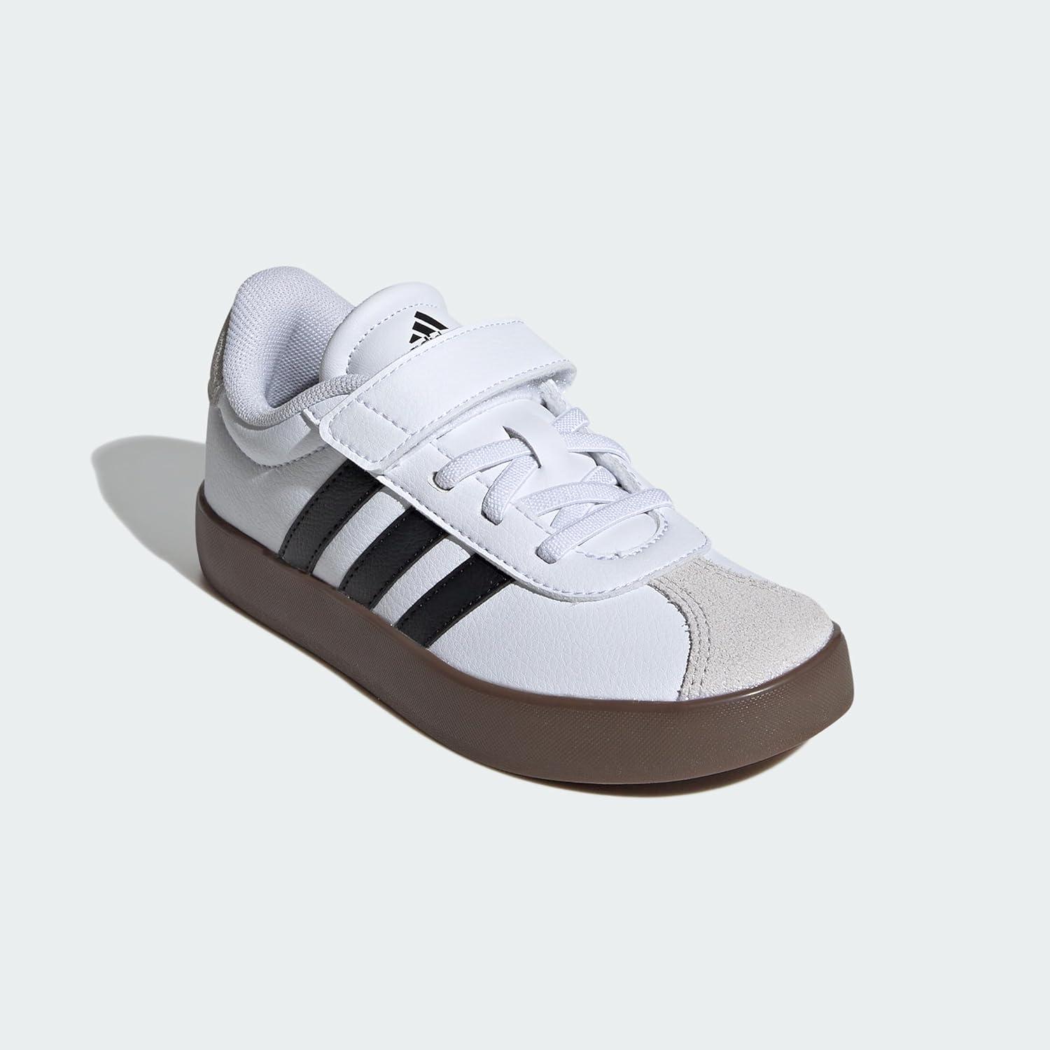imageadidas UnisexChild Vl Court 30 LaceupLegacy SneakerWhiteBlackGrey