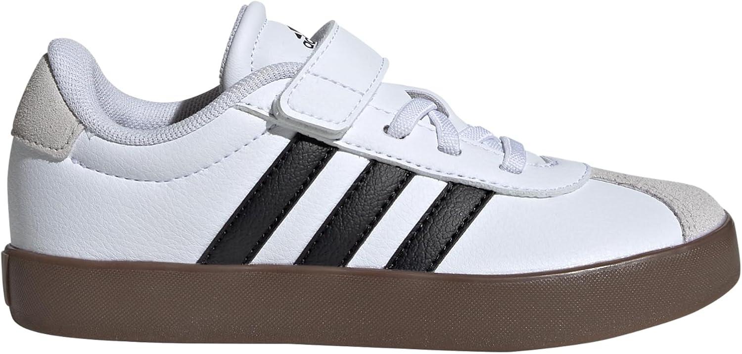 imageadidas UnisexChild Vl Court 30 LaceupLegacy SneakerWhiteBlackGrey