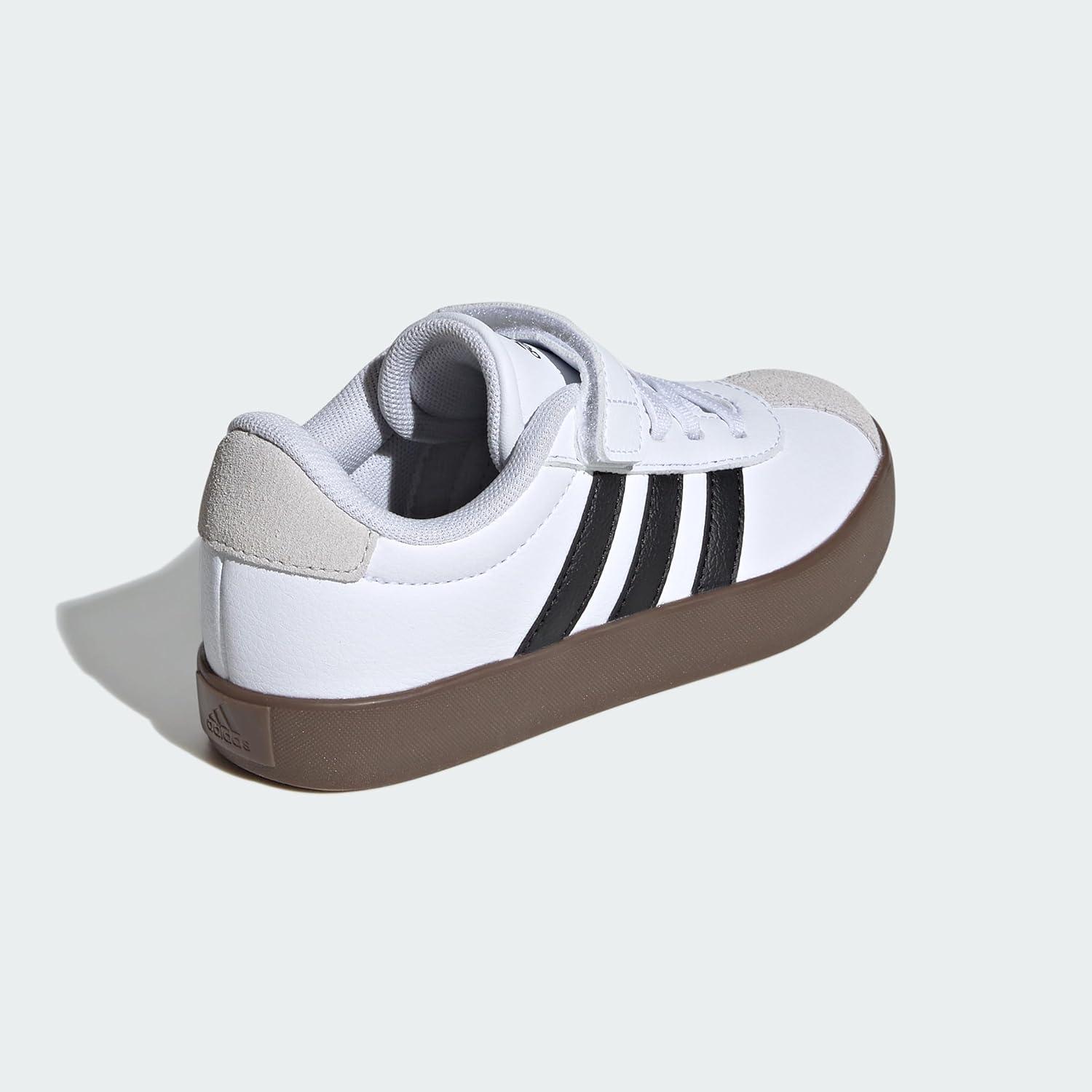 imageadidas UnisexChild Vl Court 30 LaceupLegacy SneakerWhiteBlackGrey
