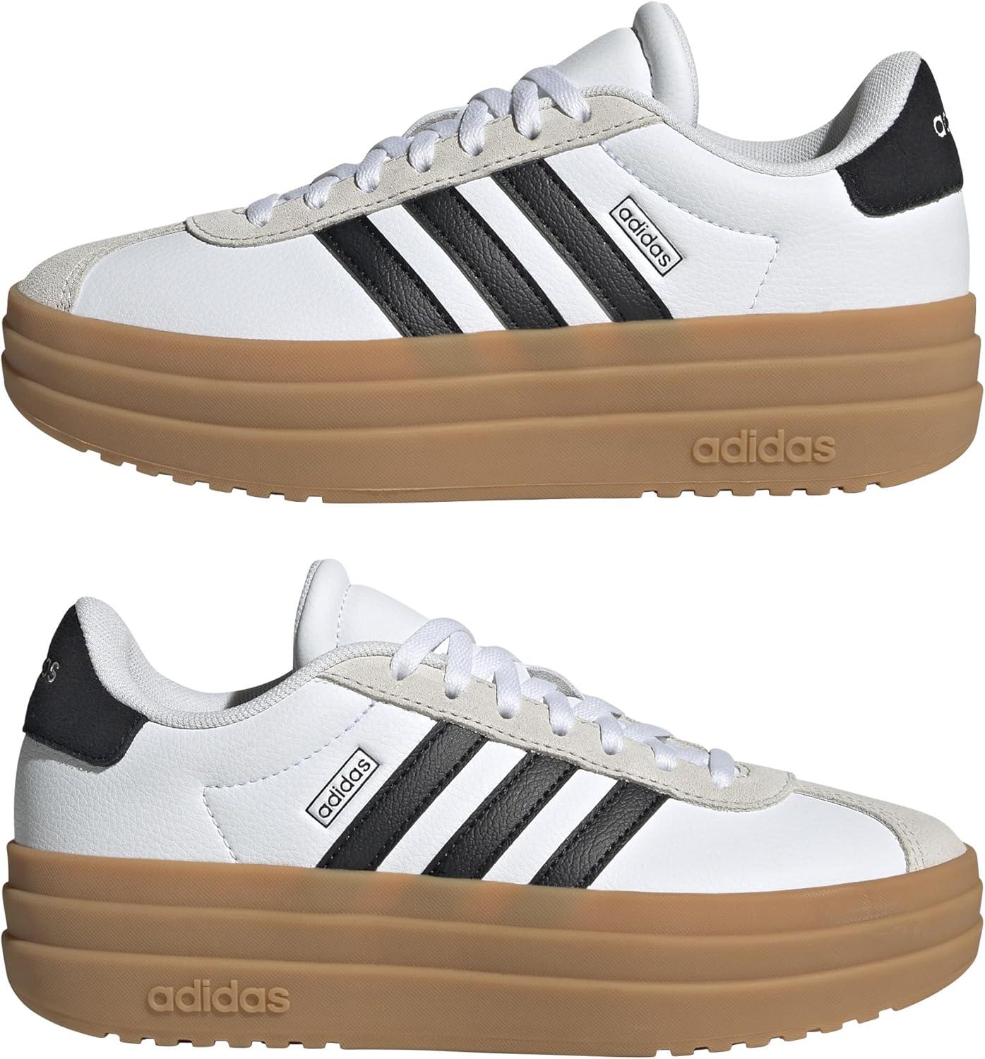 imageadidas UnisexChild Vl Court 30 LaceupLegacy SneakerWhiteBlackGum