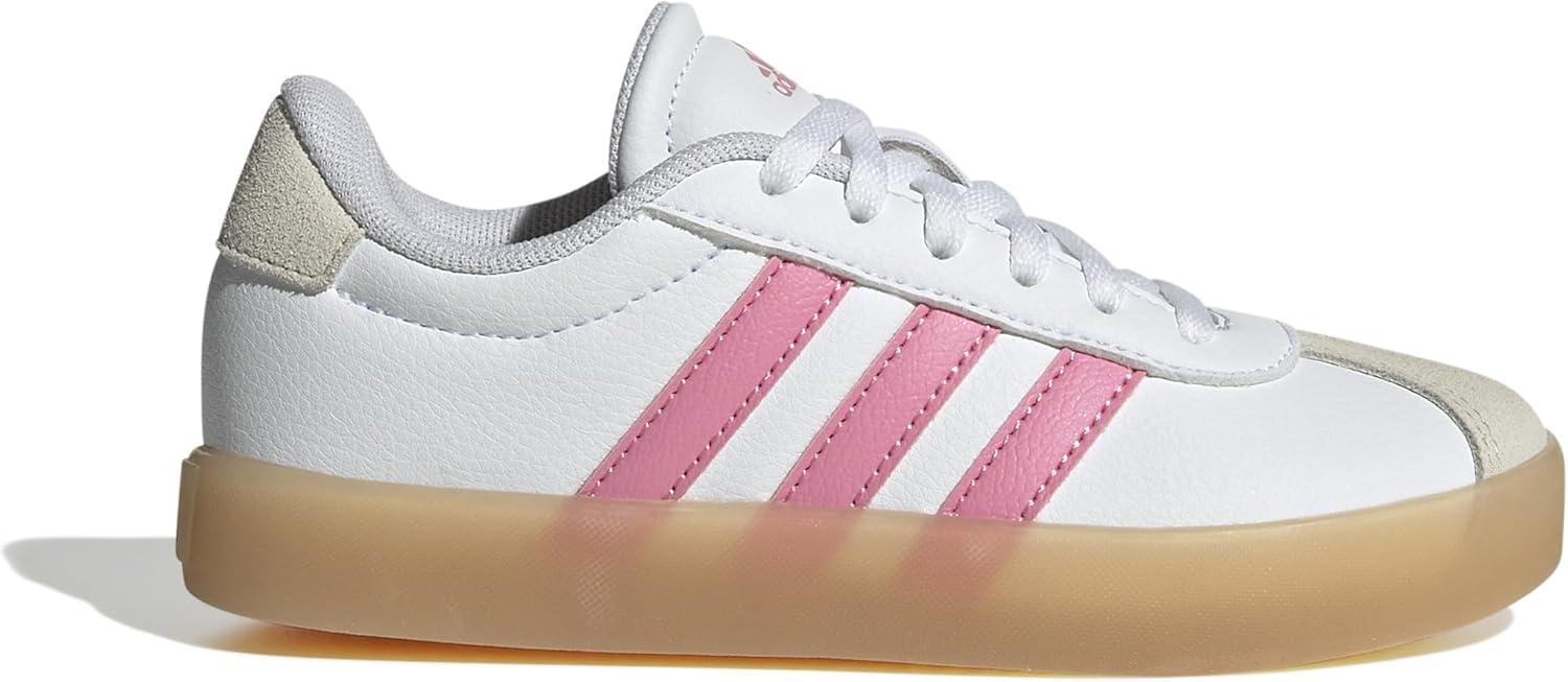 imageadidas UnisexChild Vl Court 30 LaceupLegacy SneakerWhiteBliss PinkAlumina