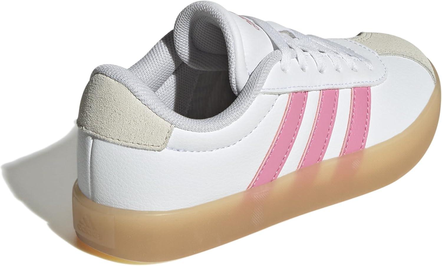 imageadidas UnisexChild Vl Court 30 LaceupLegacy SneakerWhiteBliss PinkAlumina