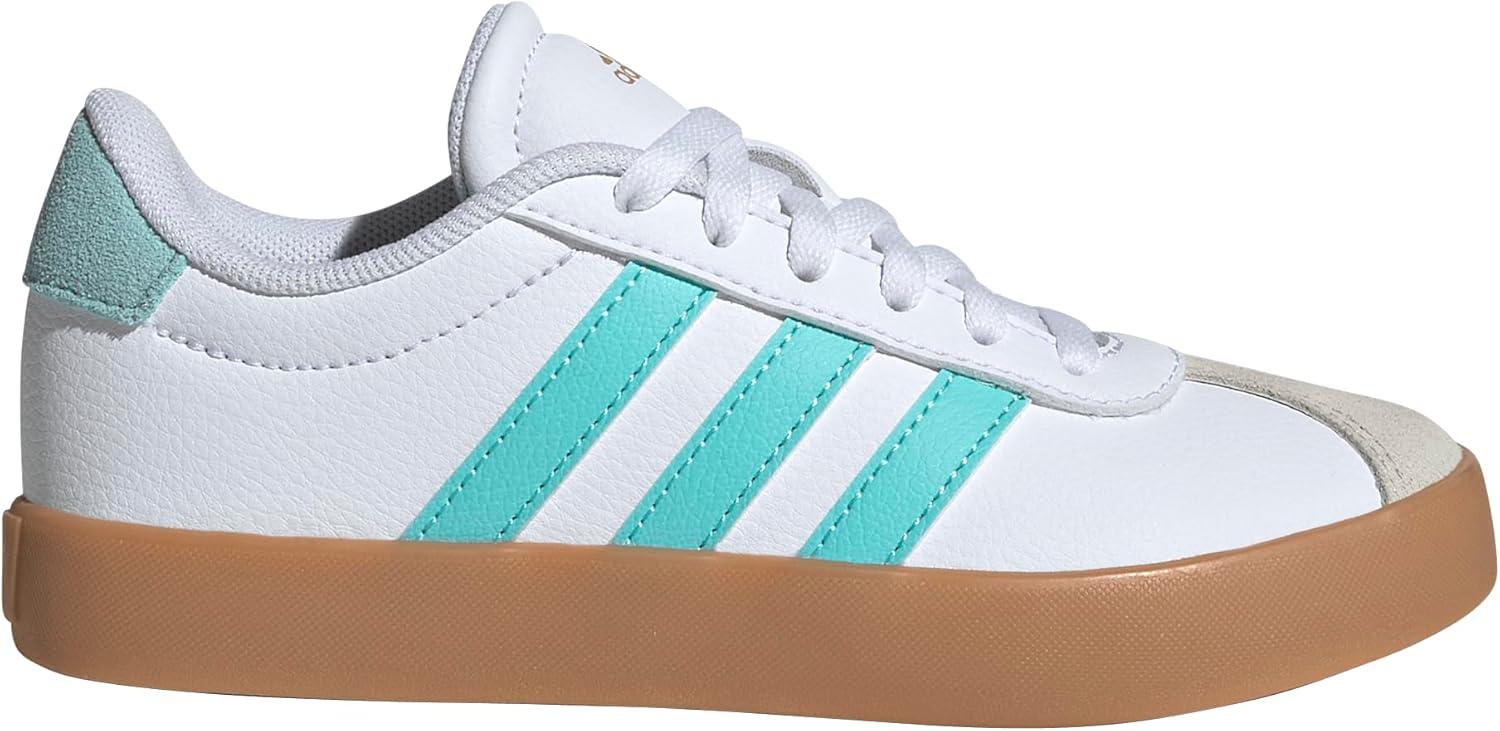 imageadidas UnisexChild Vl Court 30 LaceupLegacy SneakerWhiteFlash AquaAlumina