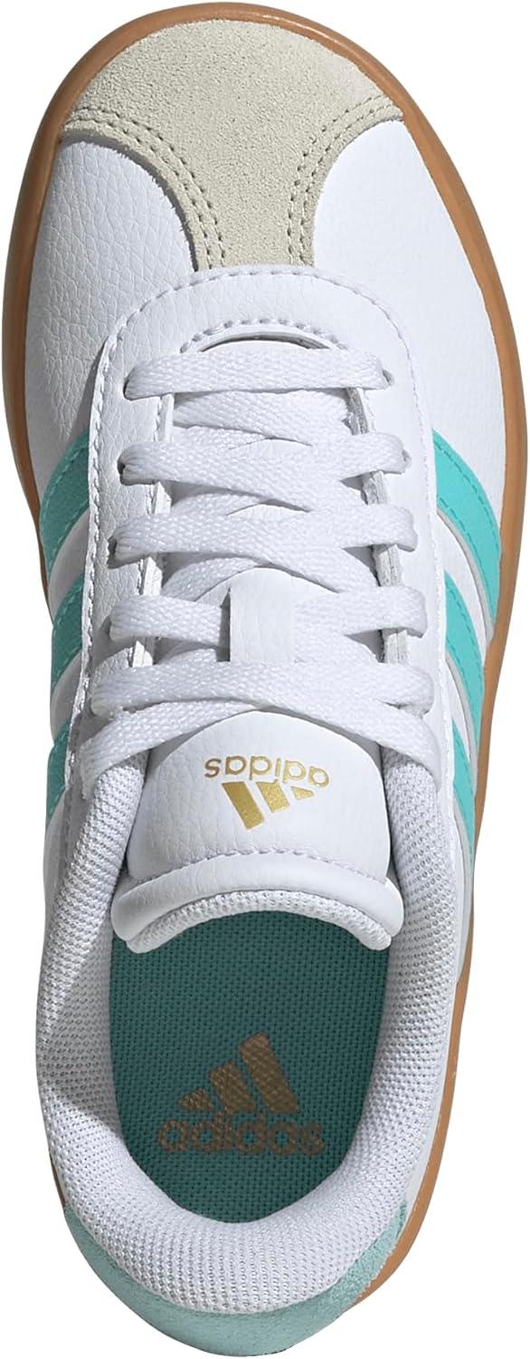imageadidas UnisexChild Vl Court 30 LaceupLegacy SneakerWhiteFlash AquaAlumina
