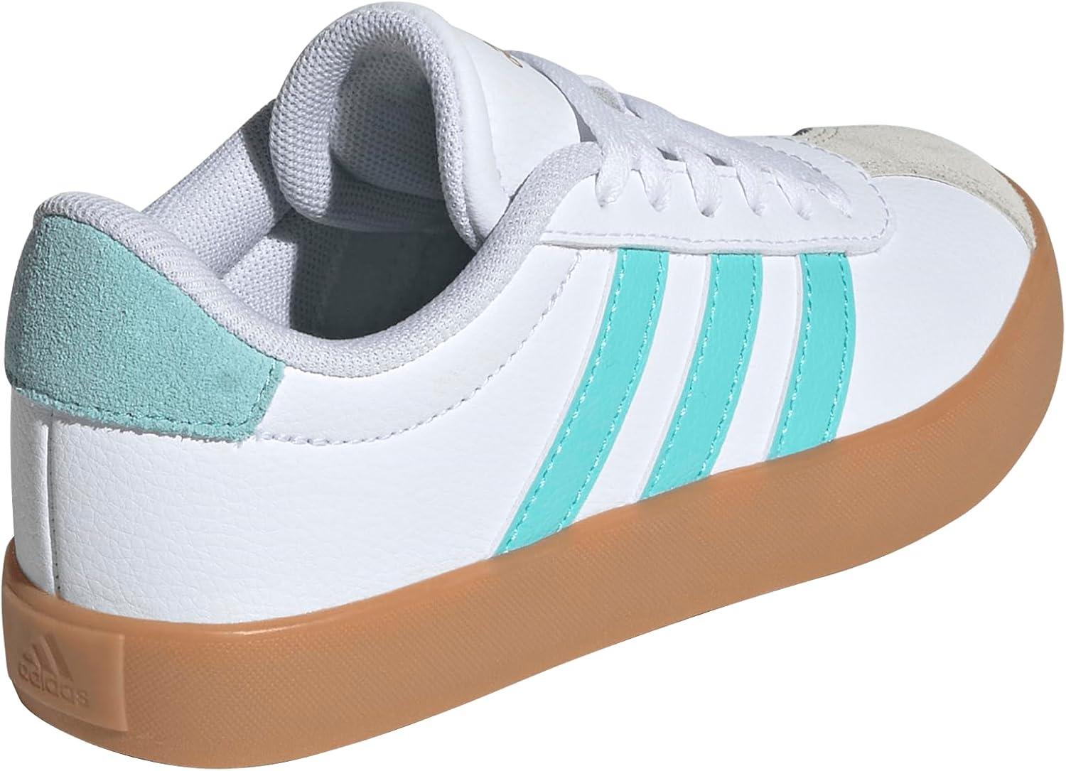 imageadidas UnisexChild Vl Court 30 LaceupLegacy SneakerWhiteFlash AquaAlumina