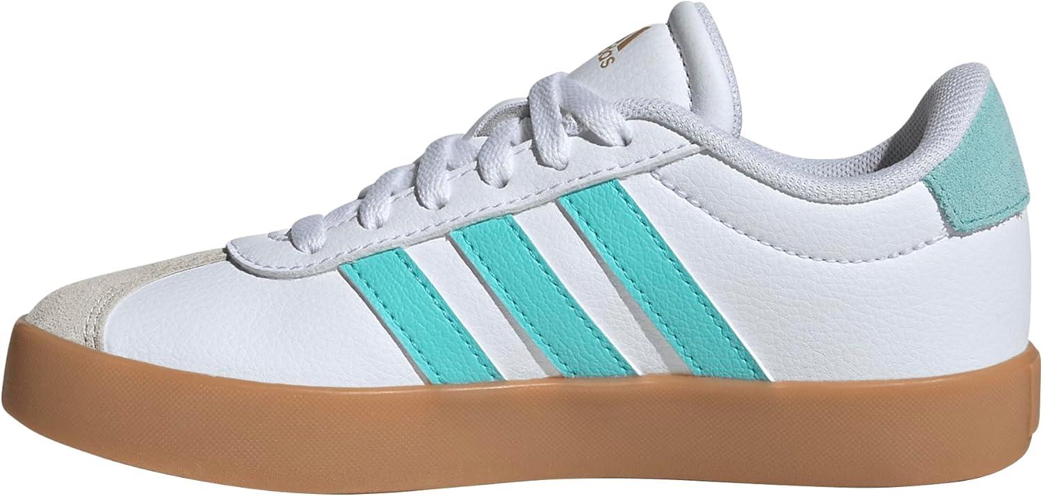 imageadidas UnisexChild Vl Court 30 LaceupLegacy SneakerWhiteFlash AquaAlumina