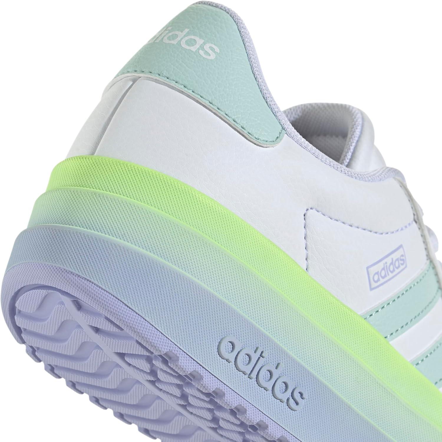 imageadidas UnisexChild Vl Court 30 LaceupLegacy SneakerWhiteHalo MintViolet Tone