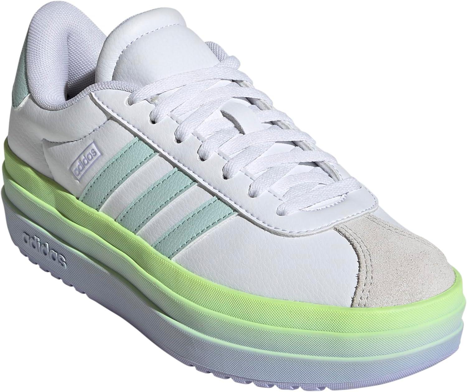 imageadidas UnisexChild Vl Court 30 LaceupLegacy SneakerWhiteHalo MintViolet Tone