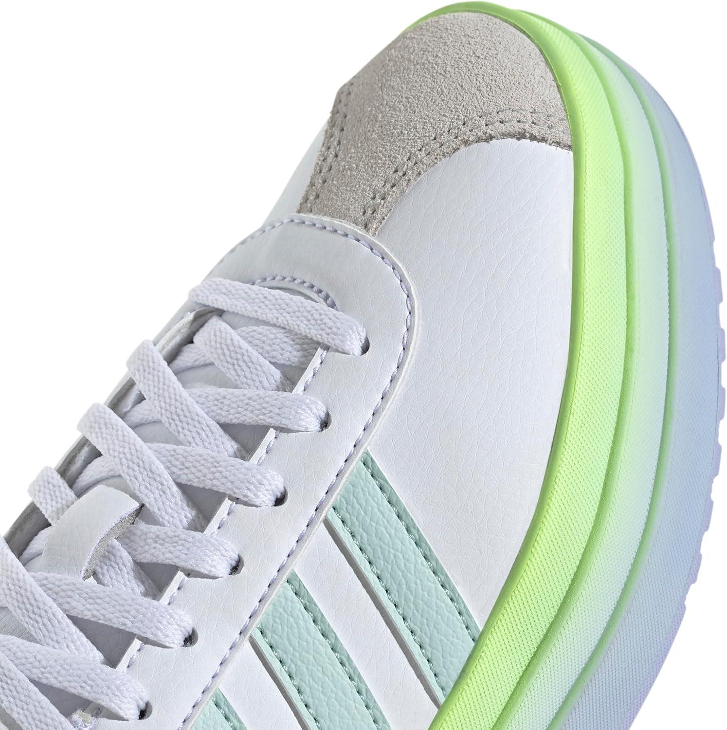 imageadidas UnisexChild Vl Court 30 LaceupLegacy SneakerWhiteHalo MintViolet Tone