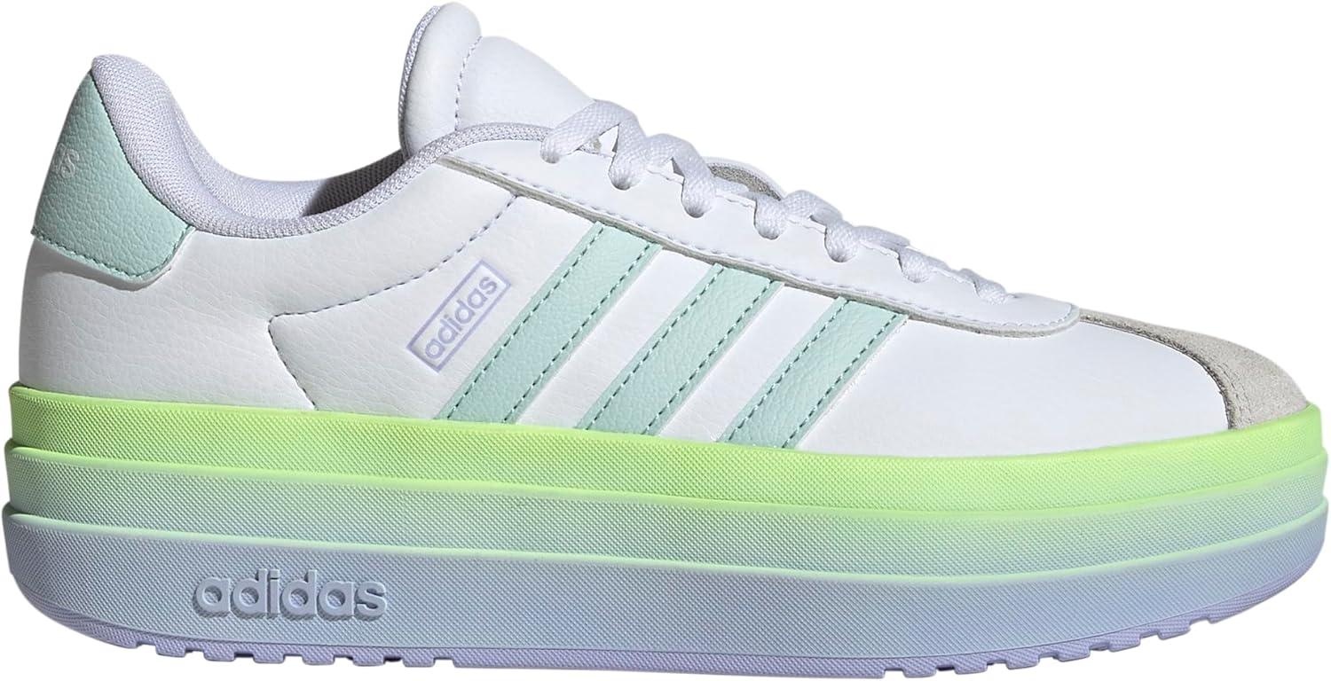 imageadidas UnisexChild Vl Court 30 LaceupLegacy SneakerWhiteHalo MintViolet Tone