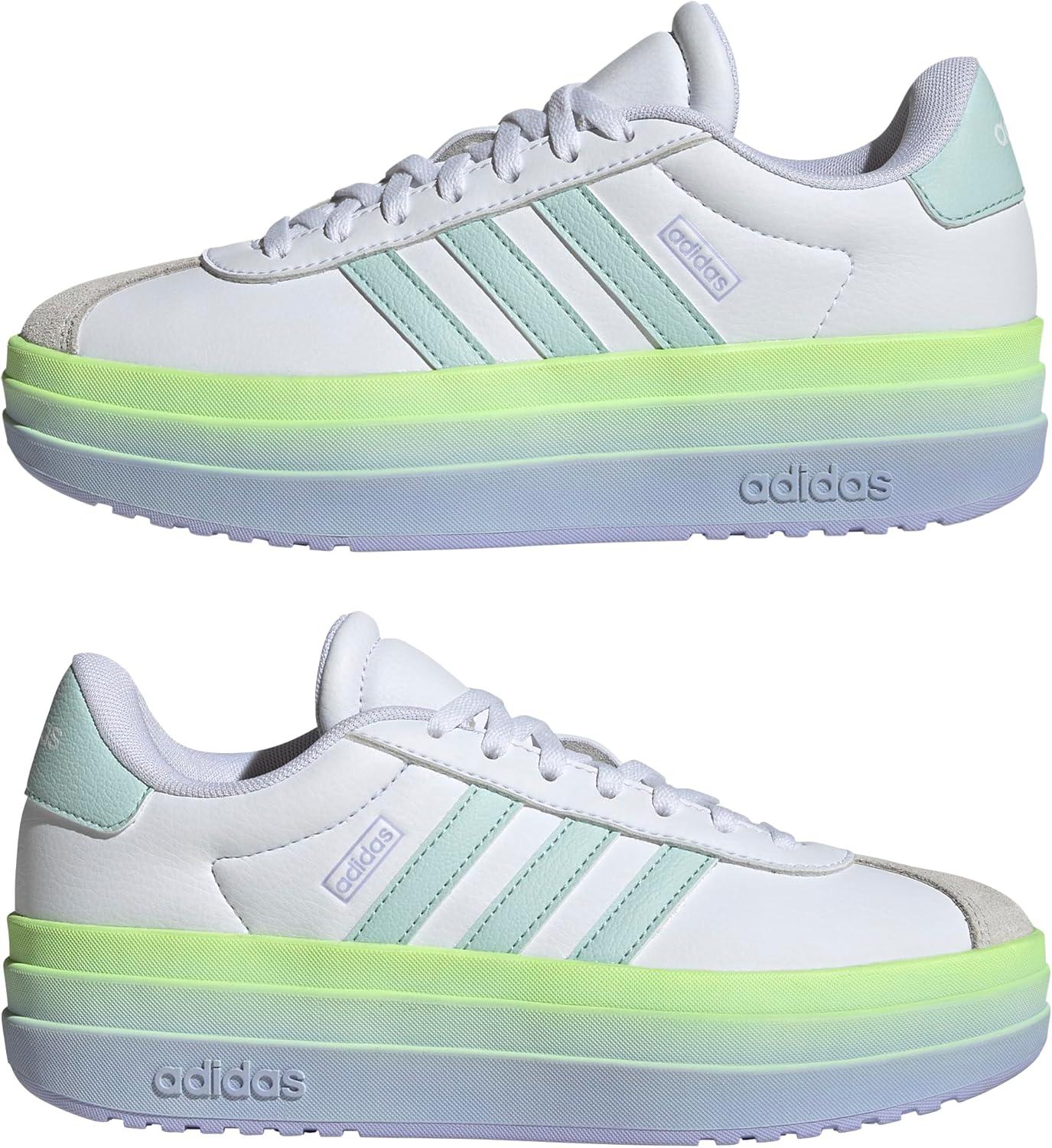 imageadidas UnisexChild Vl Court 30 LaceupLegacy SneakerWhiteHalo MintViolet Tone