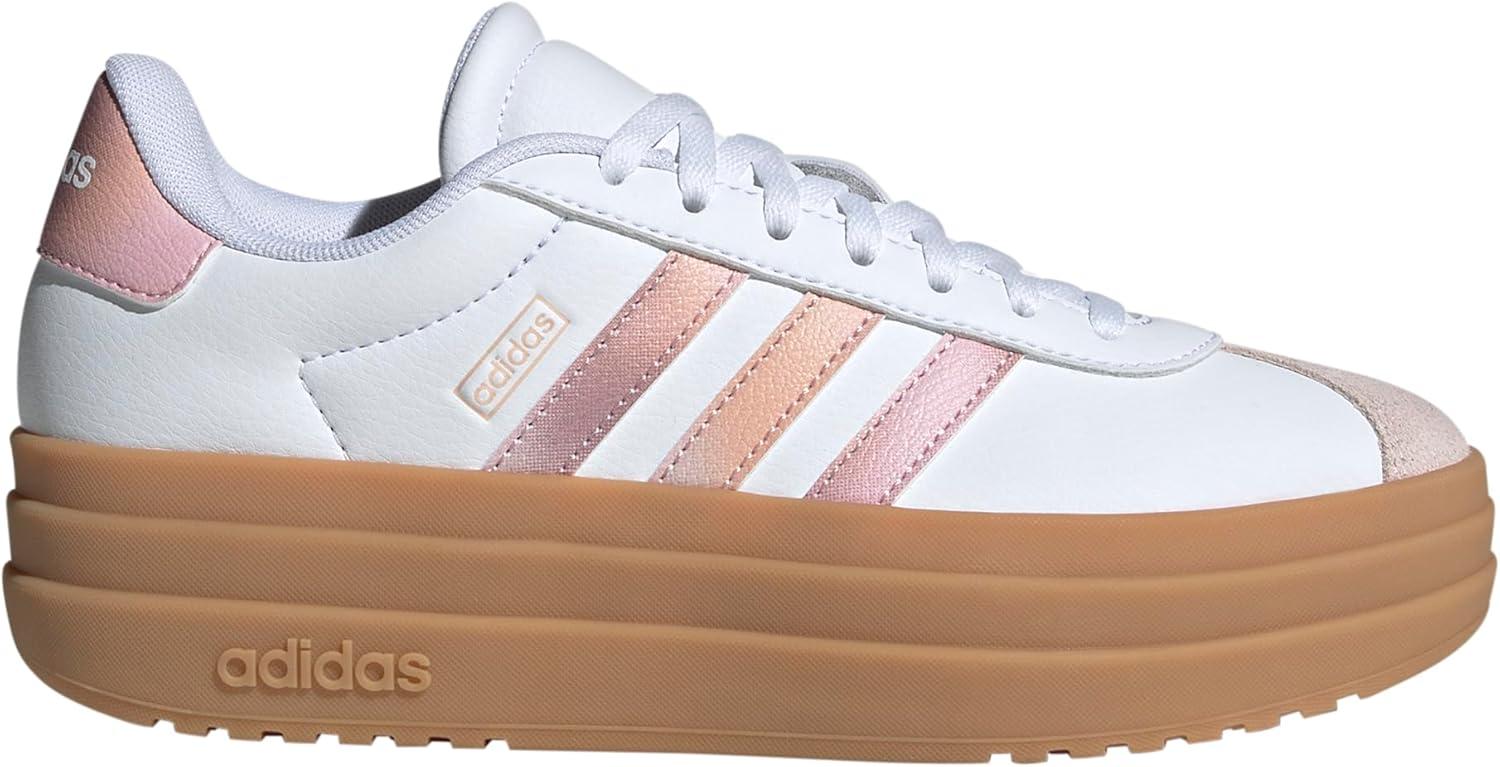 imageadidas UnisexChild Vl Court 30 LaceupLegacy SneakerWhitePowder CoralGum