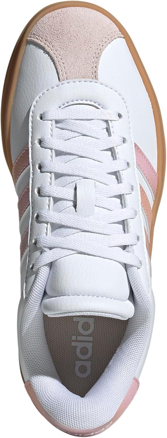 imageadidas UnisexChild Vl Court 30 LaceupLegacy SneakerWhitePowder CoralGum