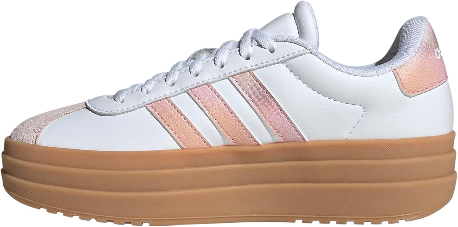 imageadidas UnisexChild Vl Court 30 LaceupLegacy SneakerWhitePowder CoralGum