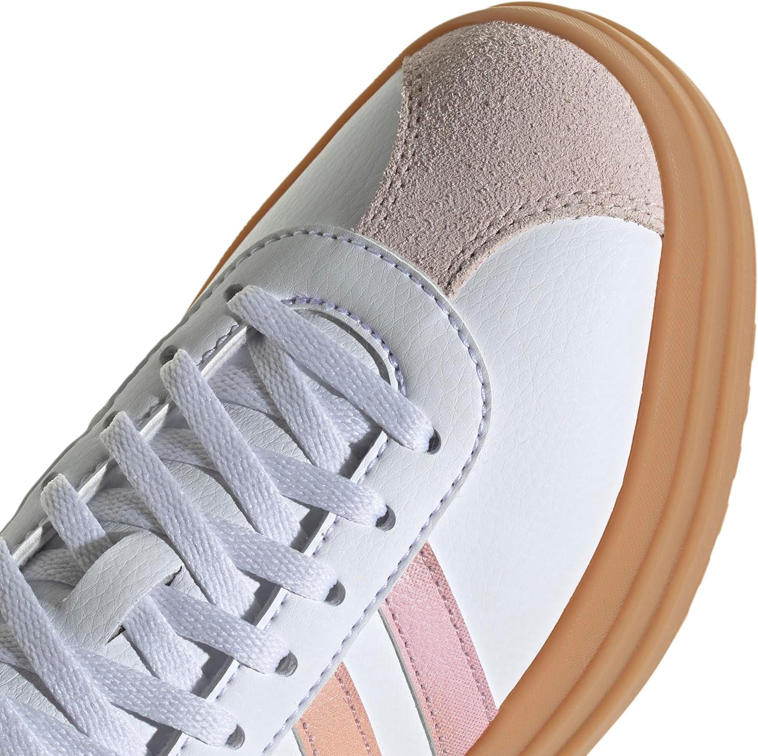 imageadidas UnisexChild Vl Court 30 LaceupLegacy SneakerWhitePowder CoralGum