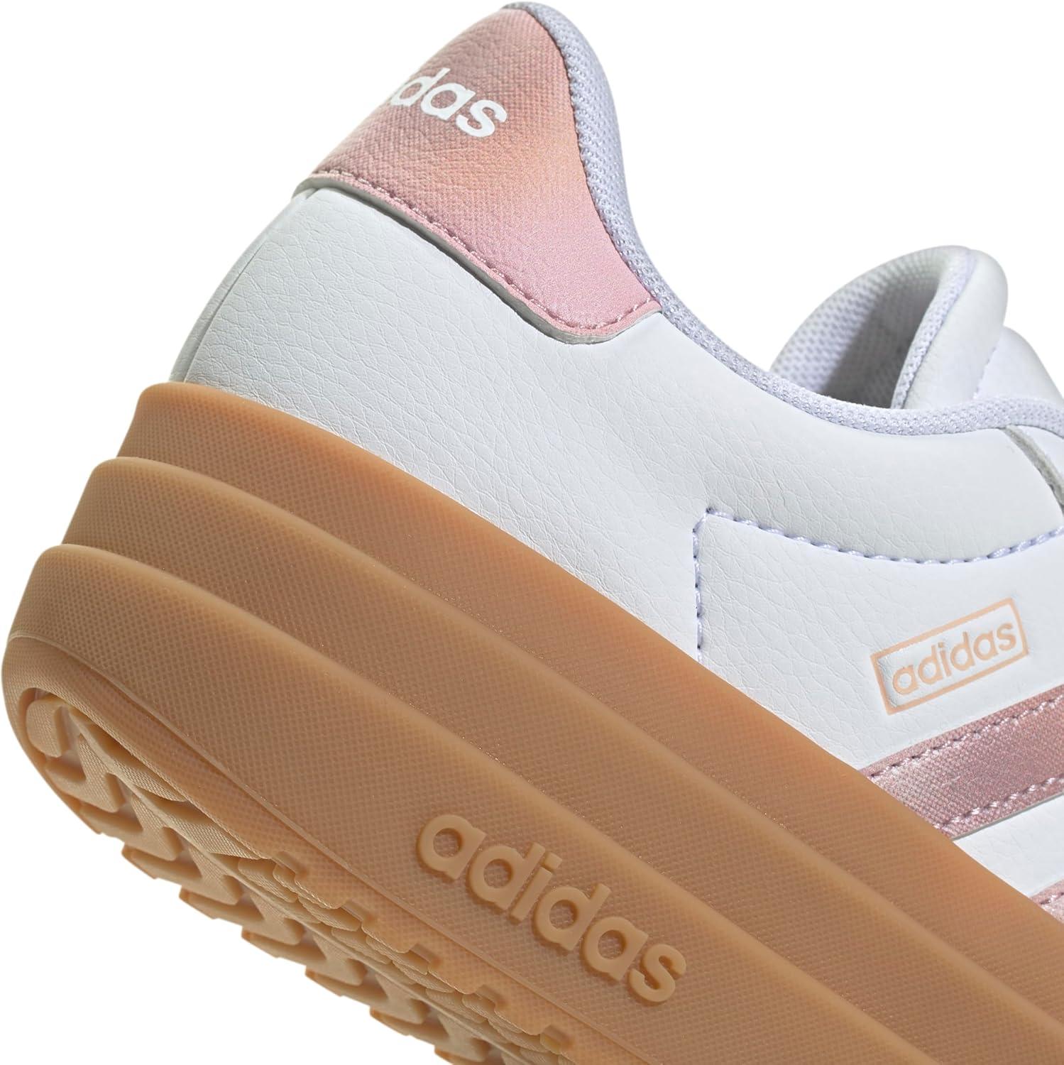 imageadidas UnisexChild Vl Court 30 LaceupLegacy SneakerWhitePowder CoralGum