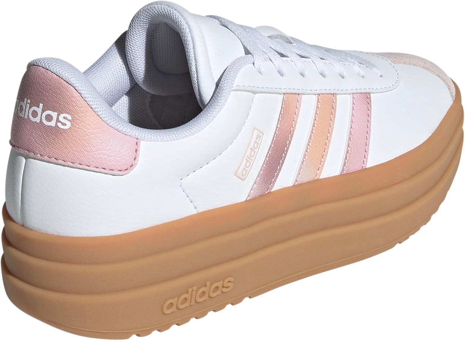 imageadidas UnisexChild Vl Court 30 LaceupLegacy SneakerWhitePowder CoralGum