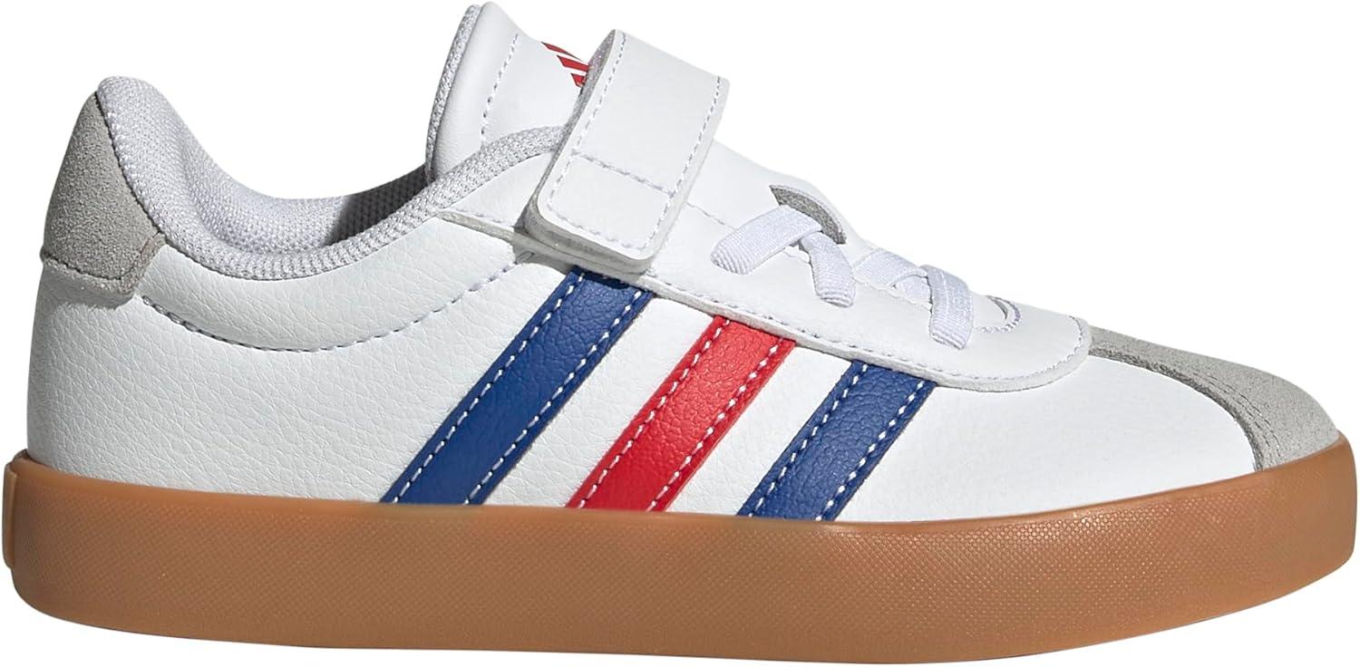 imageadidas UnisexChild Vl Court 30 LaceupLegacy SneakerWhiteTeam Royal BlueBetter Scarlet