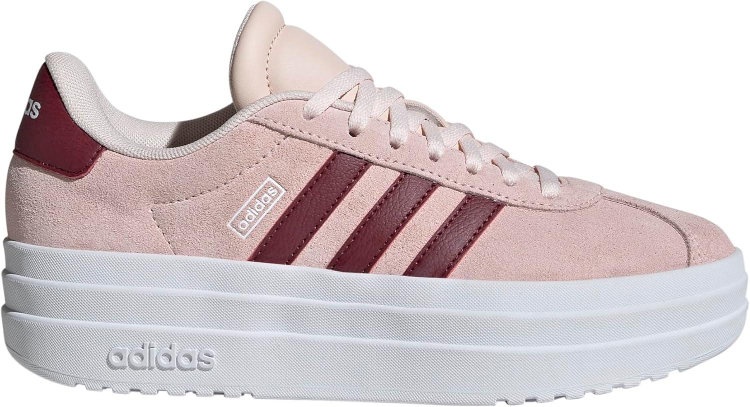 imageadidas UnisexChild Vl Court 30 LaceupLegacy SneakerWonder QuartzShadow RedWhite