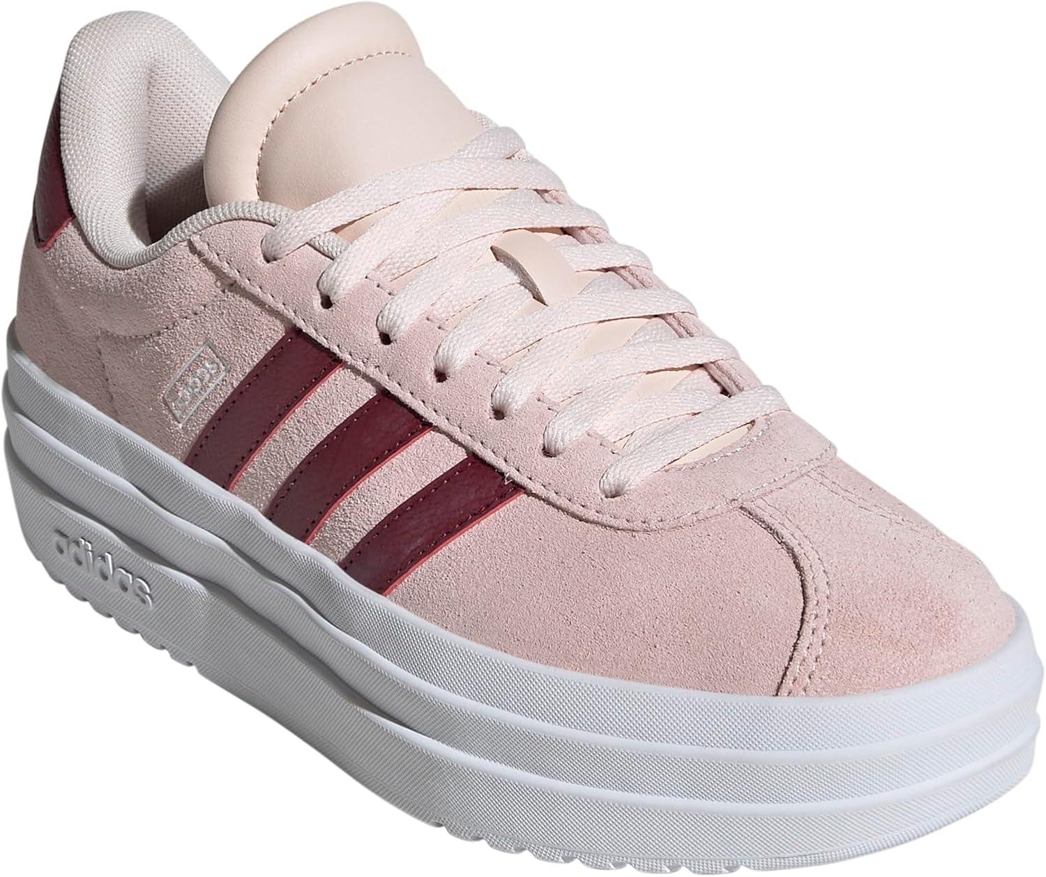 imageadidas UnisexChild Vl Court 30 LaceupLegacy SneakerWonder QuartzShadow RedWhite