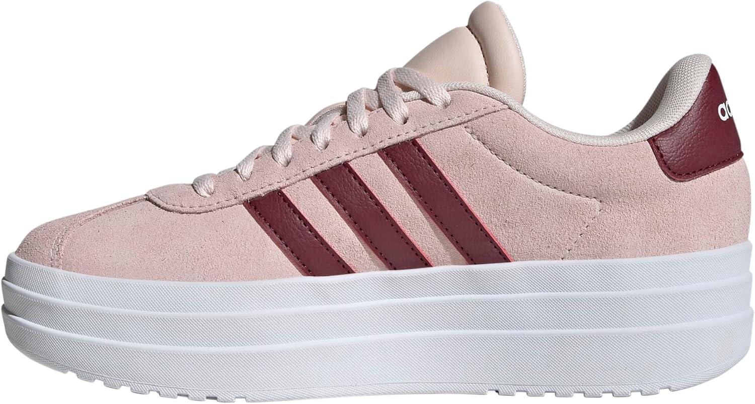 imageadidas UnisexChild Vl Court 30 LaceupLegacy SneakerWonder QuartzShadow RedWhite