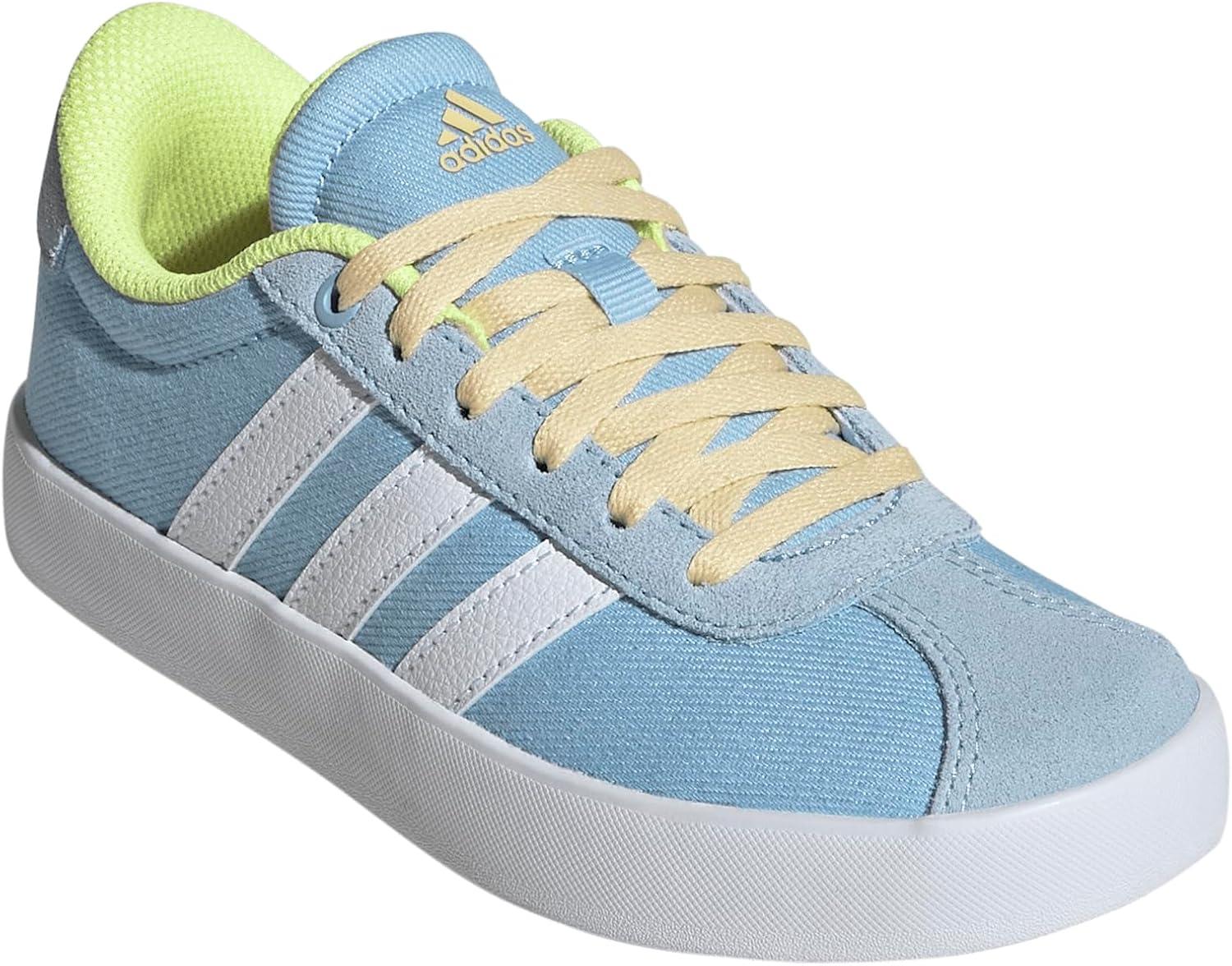 imageadidas UnisexChild Vl Court 30 Skateboarding Shoes ToddlerClear SkyWhiteYellow