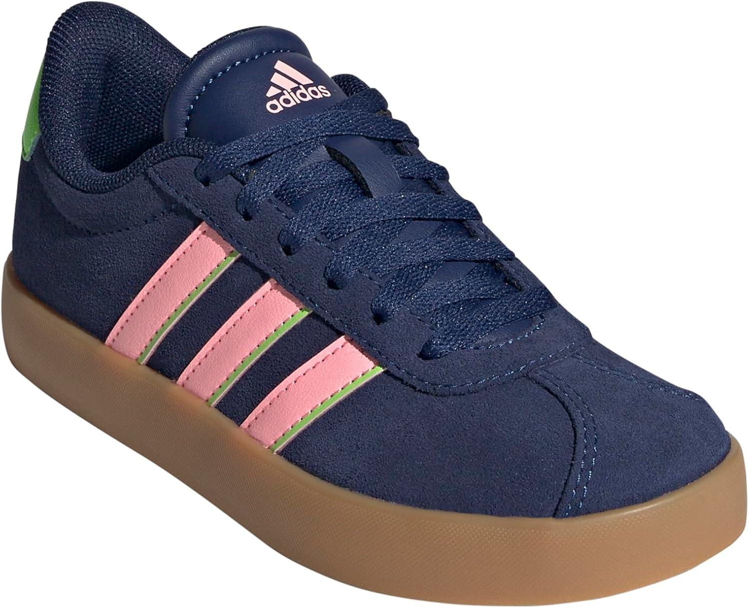 imageadidas UnisexChild Vl Court 30 Skateboarding Shoes ToddlerDark BluePink SparkSolar Green
