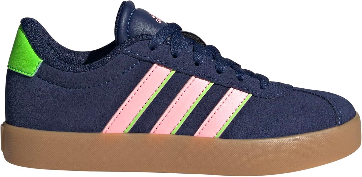 imageadidas UnisexChild Vl Court 30 Skateboarding Shoes ToddlerDark BluePink SparkSolar Green