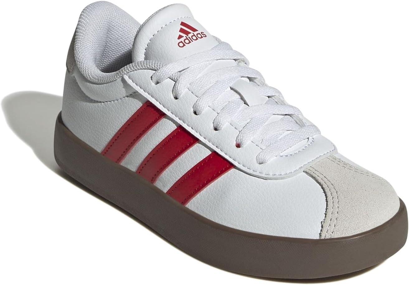 imageadidas UnisexChild Vl Court 30 Skateboarding Shoes ToddlerFtwr White Better Scarlet Grey