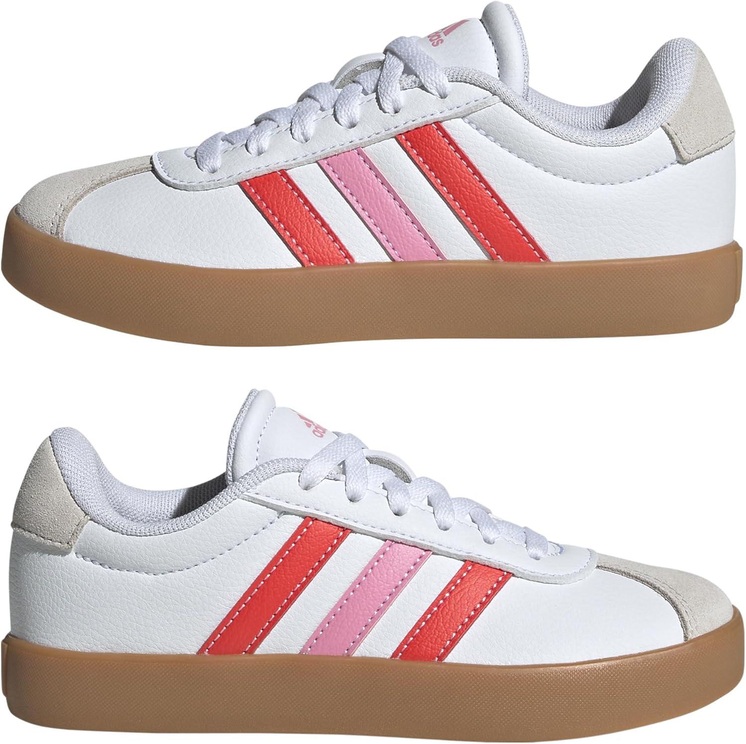 imageadidas UnisexChild Vl Court 30 Skateboarding Shoes ToddlerFtwr White Bright Red Bliss Pink