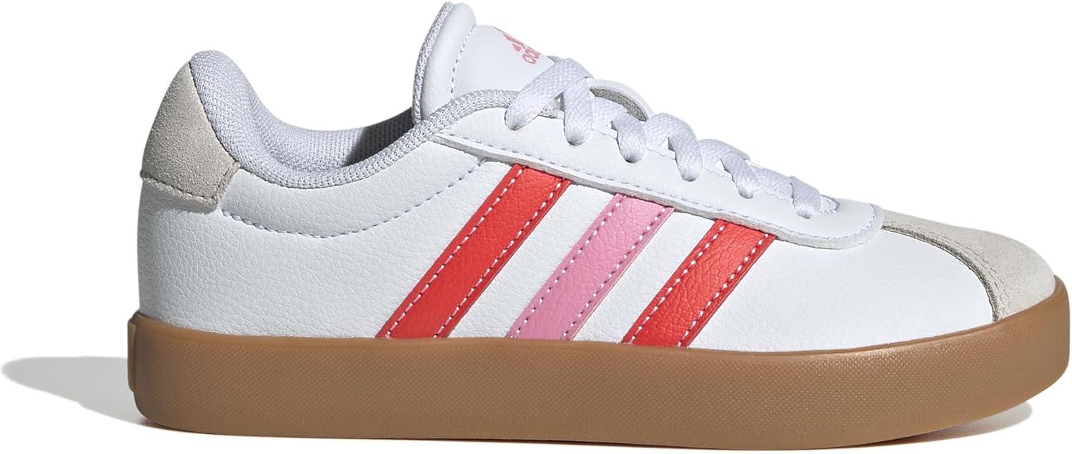imageadidas UnisexChild Vl Court 30 Skateboarding Shoes ToddlerFtwr White Bright Red Bliss Pink