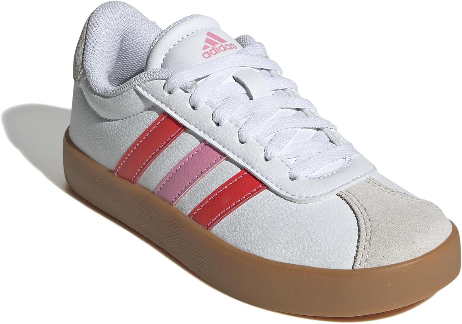 imageadidas UnisexChild Vl Court 30 Skateboarding Shoes ToddlerFtwr White Bright Red Bliss Pink