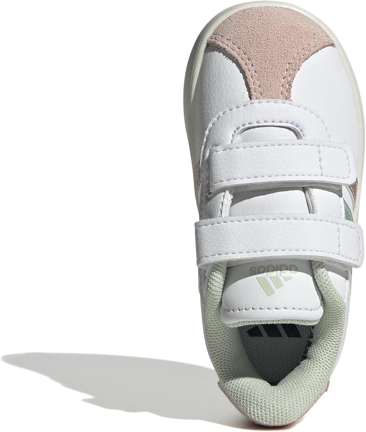 imageadidas UnisexChild Vl Court 30 Skateboarding Shoes ToddlerFtwr White Linen Green Met Sandy Pink Met