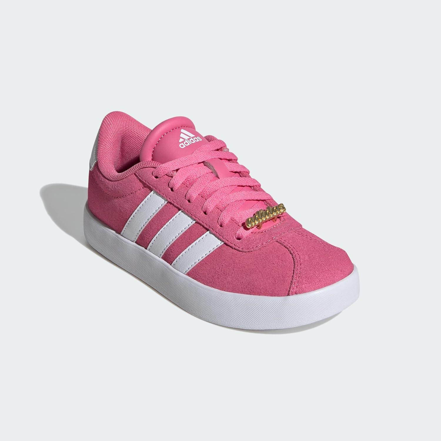 imageadidas UnisexChild Vl Court 30 Skateboarding Shoes ToddlerPink Fusion Cloud White Grey Four